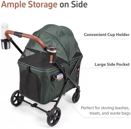 Medium Dog Stroller, Foldable Pet Wagon with Dual Entry