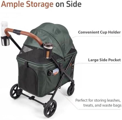 Medium Dog Stroller, Foldable Pet Wagon with Dual Entry