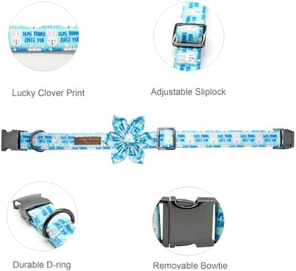 Dog Collar - Easter Day Dog Collars with Flower for Dogs Flowers Bunny Print Adjustable Girl Pet Gift Collar for Medium Small Large Dogs