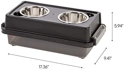 IRIS USA Elevated Dog Bowls 6" H, up to 5 lb Storage, Black, Made in USA