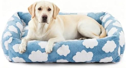 JOEJOY XL Dog Beds Large Sized Dog, Rectangle Washable Orthopedic Pet Bed with Removable Zipper Cover, Cute Soft Calming Puppy Pet Bed with Jacquard Shaggy Plush & Non Skid Bottom