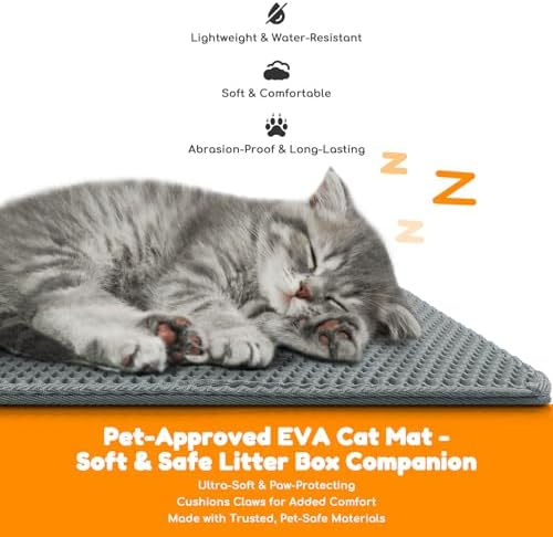 Cat Litter Mat 31"x24",Double Layer EVA Litterbox Mat Dark Gray