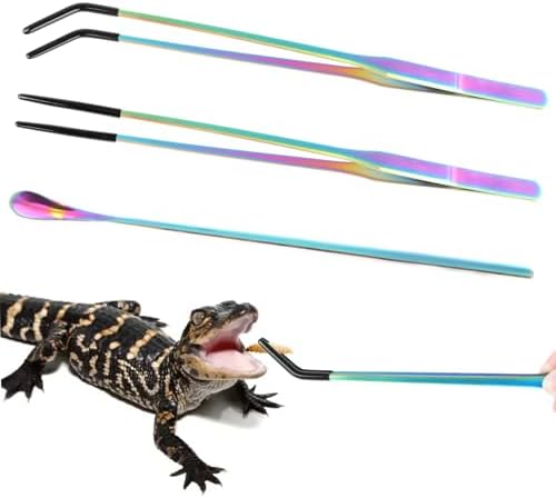 Tongs for Reptile Feeding, LveSunny 3-Pack Stainless Steel with Rubber Tips