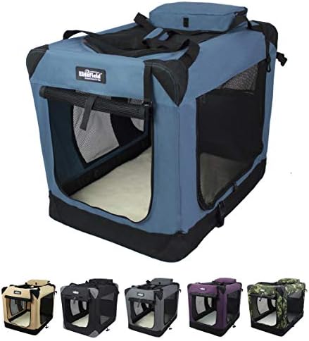 EliteField 3-Door Soft Dog Crate with Bed & Carrying Bag (2-Year Warranty)