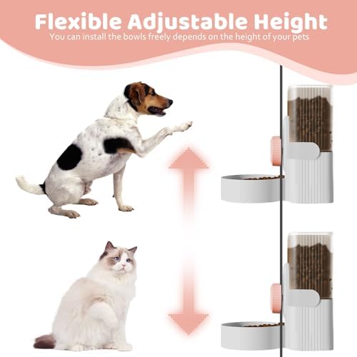Hanging Cage Auto Pet Food Bowl Water Bottle Dispenser, 1L, Pink