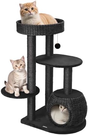 KAMABOKO Modern Gothic Cat Tree, 39" Tall Cat Trees for Indoor Cats Black