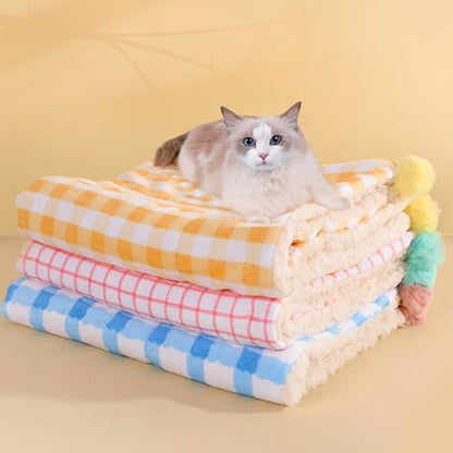 Little Pillow for Cats Puppies Ultra Soft Fluffy Pet Calming Toy Half Donut Cuddler for Joint Relief Sleeping Improve Machine Washable Blanket Set-White