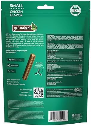 Get Naked Grain-Free Weight Management Dental Chew Sticks for Small Dogs, Natural Dog Dental Chews & Treats, 6.2 oz