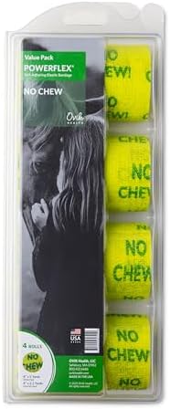OVIK Health PowerFlex Equine – Extra Strong Self-Adhering Bandage Wrap – Wound Care, Compression & Support Bandage for Horses, Cows & Dogs – No Chew, 4 inch, 4 Rolls (Resealable Case)