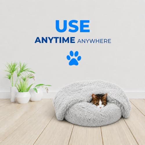 Whiskers & Friends Cat Beds for Indoor Cats & Small Dog, Fluffy Cat Bed