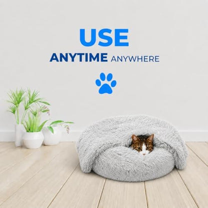 Whiskers & Friends Cat Beds for Indoor Cats & Small Dog, Fluffy Cat Bed