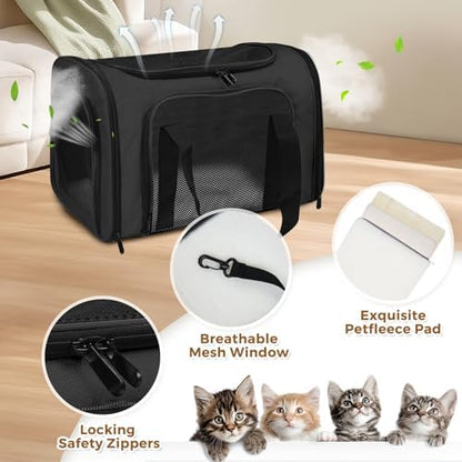 Large Cat Carrier Soft Up to 28 Lbs, Breathable Pet Bag with Steel Frame