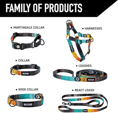 Wolfgang Heavy Duty Martingale Dog Collar with Quick Release Nylon Buckle for Walking & Training, ChevTech Print, Small