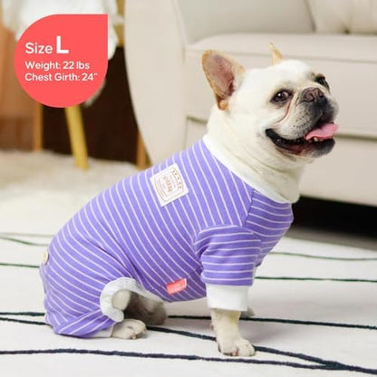 KYEESE Striped Dog Pajamas for Small Dogs Stretchy Onesie for Daily Wear