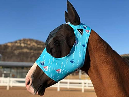 Horse Fly Mask Super Comfort Horse Fly Mask Elasticity Fly Mask with Ears We Only Make Products that Horses Like… (Sky Blue, M)