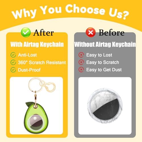 Leather Keychain for Airtag, Cute Protective Keychain Holder Compatible with Apple Air Tag,GPS Case Cover for Keys(Avocado)