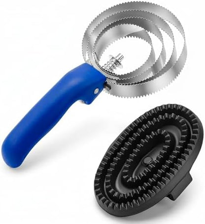 Chengu 2 pcs Reversible Stainless Steel Curry Comb with Rubber Curry, Blue