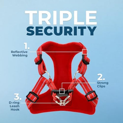 Voyager Step-in Flex Adjustable Dog Harness - Red, Small