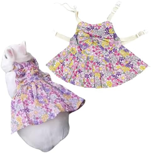 Rabbit Leash and Harness Set Adjustable Bunny Rabbit Dress Rabbits Clothes Outfit for Small Pet Ferret Guinea Pig Kitten Puppy (Purple,L)