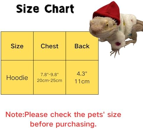 Lizards Clothes for Bearded Dragon Cotton Hoodies Leopard Gecko Costume, Reptile Hoodies Apparel for Skin Protection