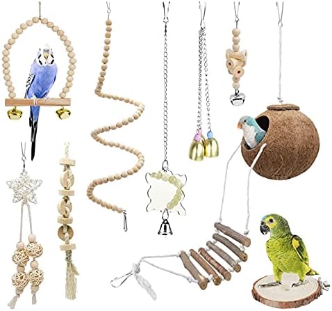 9-Piece Parakeet Toys & Budgie Toys, Bird Cage Accessories Set