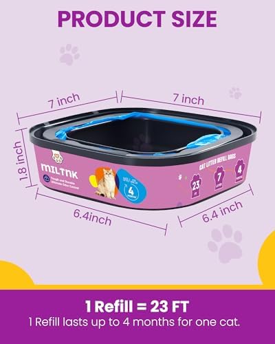 4 Pack Cat Litter Refill Bags, Litter Refill Bags Cartridge, 92 Total FT