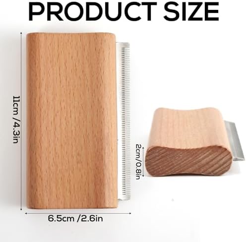 Wooden Pet Deshedding Brush, 4.3in/11cm Ergonomic Grooming Tool Gentle Haired Remover Comb for Shedding Short & Long Hair Grooming Supplies for Dog Cats Horses