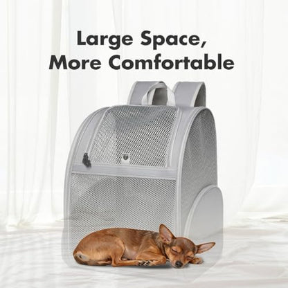 Pet Backpack Carrier ，Large Cat Carrier Backpack Up to 20 Lbs with Breathable Mesh, for Medium Large Cats or Small Dogs, Travel Hiking Camping Backpack (Gray-XL)