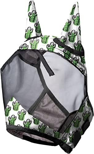 Harrison Howard LumiVista Horse Fly Mask Long Nose with Ears UV Protection for Horse Green Cactus M Cob