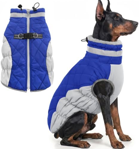 AOFITEE Dog Jacket for Large Dogs Warm Dog Winter Coats with Harness