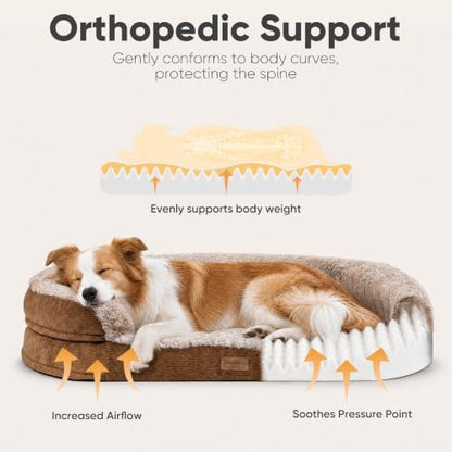 FUKUMARU Dog Bed, 37.4-Inch Large Orthopedic Dog Couch, Up to 55 lb