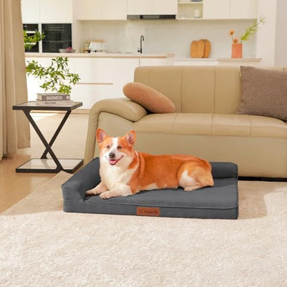 Rainmr Microsuede Dog Bed for Small & Medium Dogs - Orthopedic Dog Bed with Removable Washable Cover, Memory Foam Pet Bed Mat, 36x27 Inches, Dark Grey