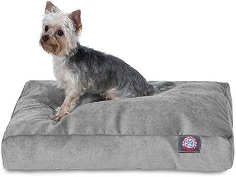 Majestic Pet Shredded Memory Foam Dog Bed Small with Removable Washable Cover – Rectangle Orthopedic Dog Bed–Durable Dog Crate Bed-Flat Dog Bed for Senior Dogs - (27x20) S - Villa - Vintage