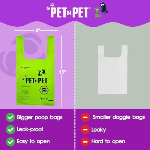 Pet N Pet 200 Counts Lavender Scented Dog Poop Bags with Tie Handles, 41% Plant Based & 59% PE Poop Bags for Dogs, Extra-Thick Doggie Poo Bag, Pet Waste Bag