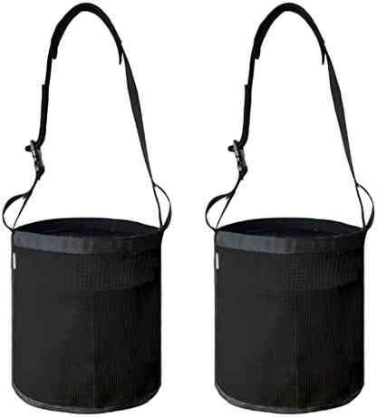 Horse Feed Bag, Nylon Mesh Grain Horse Feed Bucket (Black 2P)