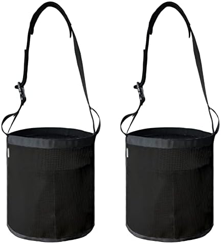 Horse Feed Bag, Nylon Mesh Grain Horse Feed Bucket (Black 2P)