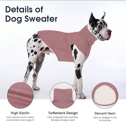 IECOii XL Dog Sweater - Stretch Fleece Vest with Turtleneck - DarkRed,XL