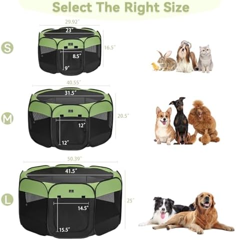 A 4 Pet 40.55-in Dog Playpen, Small Dogs & Puppies, Green+Black