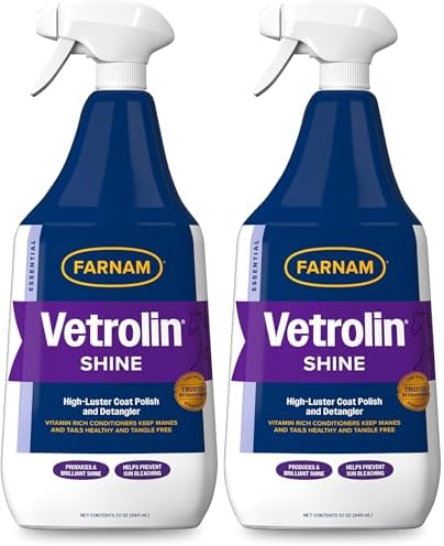 Farnam Vetrolin Shine Coat Conditioner & Shine Spray for Horses & Dogs 32 Ounces (Pack of 2)