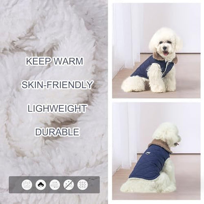 BEAUTYZOO Warm Dog Puffer Jacket Vest, Dog Winter Coat with Harness,Blue XS