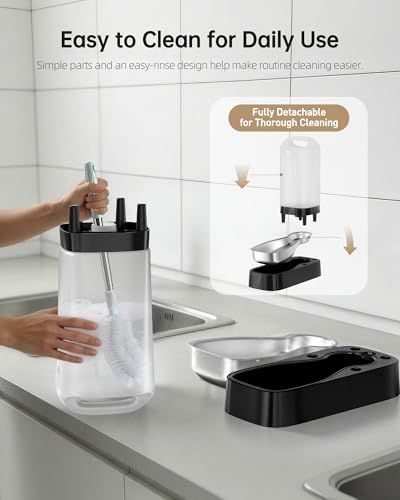 Automatic Dog Water Bowl Dispenser - 2.4 Gallon Gravity Pet Water Dispenser with 304 Stainless Steel Bowl, Dog Auto Feeders Bowls Self Waterer, Easy-Carry Handle for Large Dogs & Cats, Multi-Pet Home