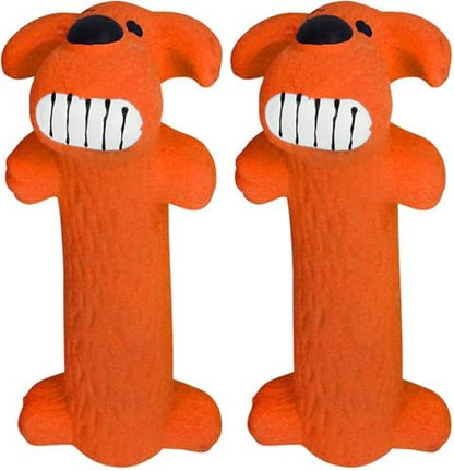 Multipet Original Loofa Latex Dog Toy - Squeaky Toy for All Dogs - Easy-to-Clean Squeaky Toys - Latex Dog Toys for Playing 6”, Random Color Surprise (Pack of 2)