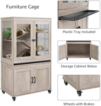 unipaws Ferret Cage with Storage and Ramp, Large Vertical Hamster Cage