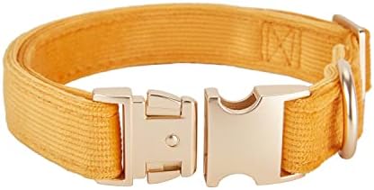 Soft Corduroy Fibric Dog Collar with High Grade Metal Buckle, for Medium Dogs.(Orange,Medium:12-19")