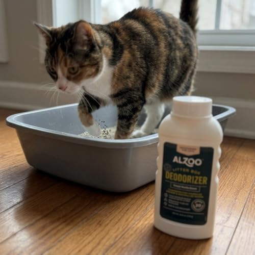 ALZOO Cat Litter Deodorizer, Concentrated Granules Absorb & Help Neutralize Odors, 100% Plant-Based Active Ingredients, Up To 30 Uses, Sweet Vanilla Scent, 26.6 Oz., Pack of 2