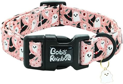 Ghost Dog Collar, Halloween Pet Collar Fall Adjustable Cute Lightweight Quick-Release Buckle Collars Holiday Puppy Collars Comfortable Cotton for Boy&Girl X-Small Dogs