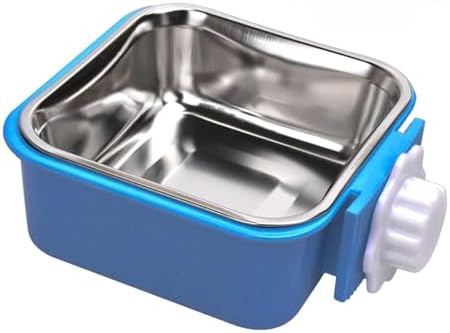 Pet Hanging Bowl for Crates, 2 in 1 Small Dog Puppy Bowl Removable Stainless Rabbit Cat Feeder Food Water Bowls for Puppy Cat Bird Rabbit Hamster Guinea Pig Ferret Small Animals