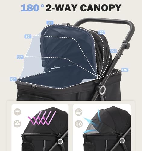 Dog Stroller for Medium Large Dogs up to 66lbs Portable&Foldable