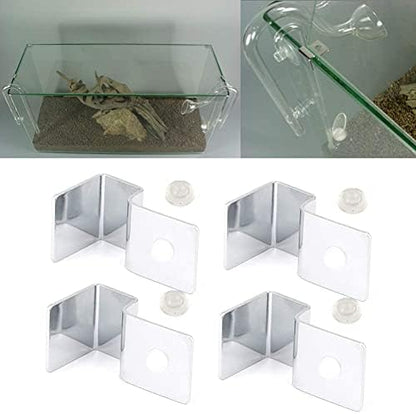 4Pcs Pssopp Aquarium Cover Bracket, Fish Glass Cover Clip Stainless Steel Aquarium Glass Covers Support Bracket Holders Universal Lid Clips for Rimless Aquariums(5mm)