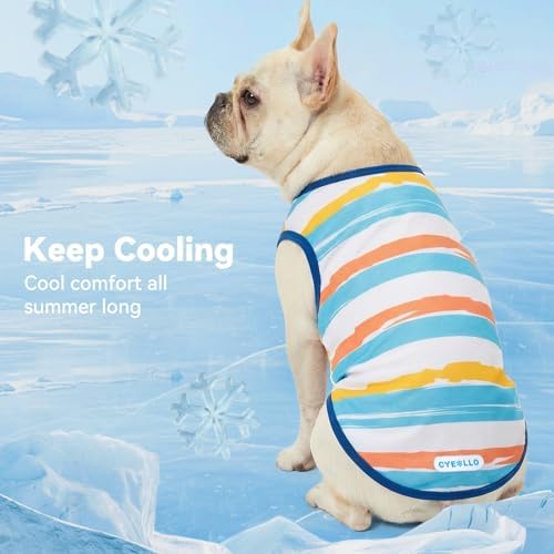 cyeollo 2Pack Dog Cooling Shirts Evaporative Dog Cooling Vest, M, Blue Fish